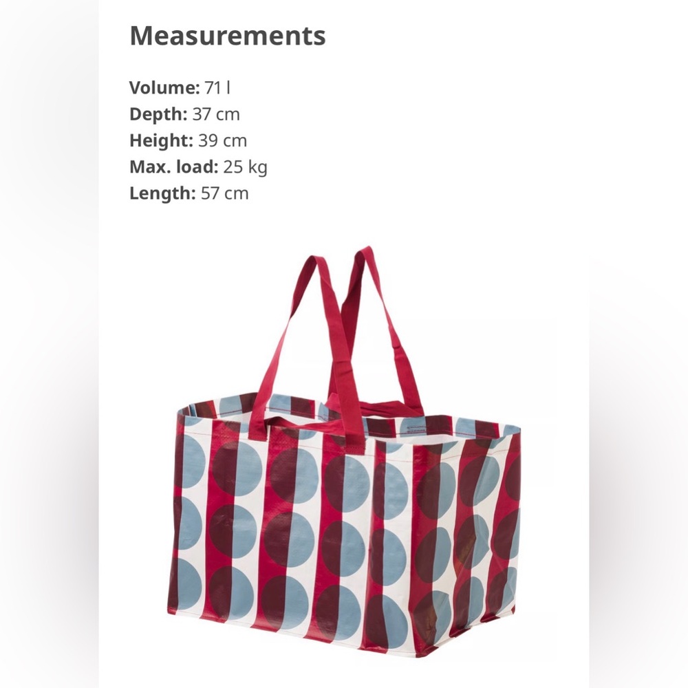 Brand New IKEA GÖRSNYGG Carrier bag, Large, red blue/patterned - Picture 6 of 6